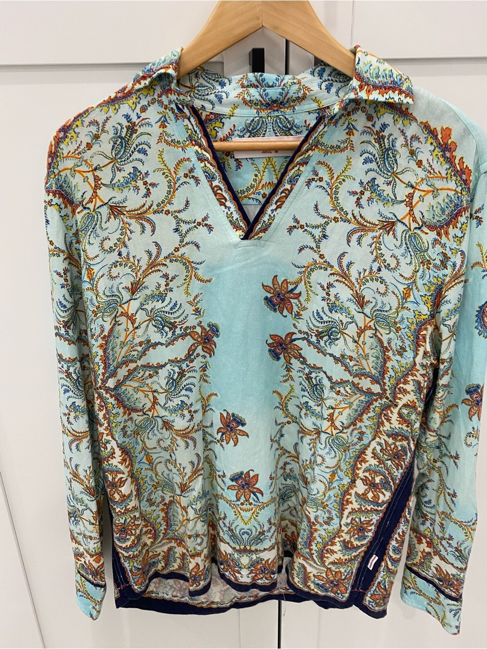 Orlebar Brown Light Blue Paisley V-Neck Women’s Tunic Shirt